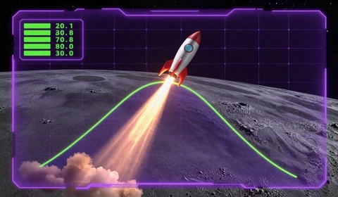Moonshot SoftSwiss Crash Game mit Rakete und exponentieller Kurve