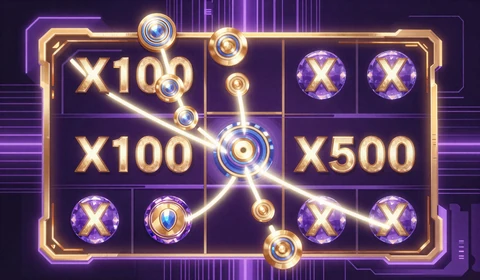Multiplikator Mechanik mit leuchtenden Multi-Symbolen und Tumble-Kaskade