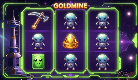 OOF the Goldmine Planet BGaming Slot Sci-Fi Mining im Cyberpunk-Stil