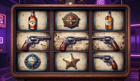 Dead or Alive II NetEnt Slot Western mit Revolvern im Cyberpunk-Saloon