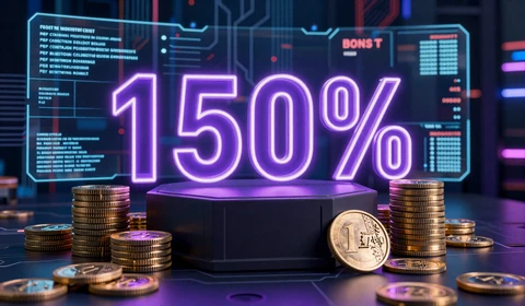 Erste-Einzahlung Bonus 150% bis 600&euro; im Cyberpunk-Vault-Stil