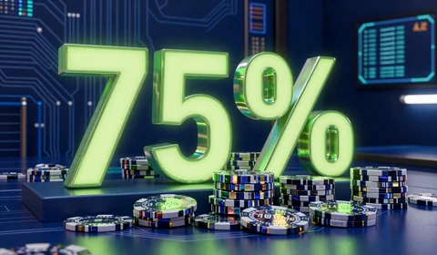 Dritte-Einzahlung 75% Bonus bis 300&euro; im Cyberpunk-Vault-Stil