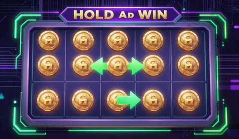 Hold und Win Mechanik mit goldenen M&uuml;nzen und Re-Spin-Pfeilen im HUD