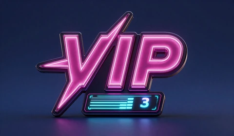 VIP Flash Tier Badge mit Blitzen und drei Voltage-Bars im Cyberpunk-Stil