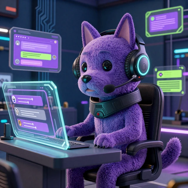 Irwin als Cyber-Operator mit Headset im 24/7 Support-Center